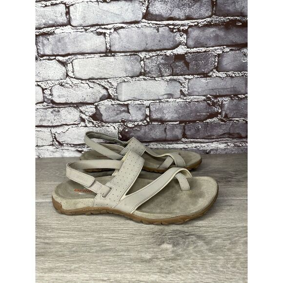 Merrell Aluminum Grey Suede Synthetic Toe Strap Foam Sandals Women Sz 9M US/40EU - Picture 16 of 16